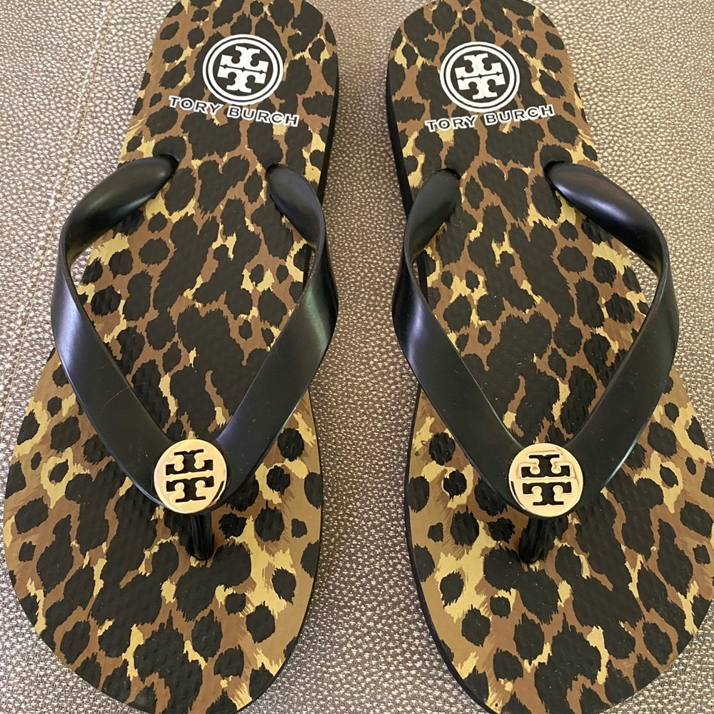 Tory Burch Animal Print Flip Flops